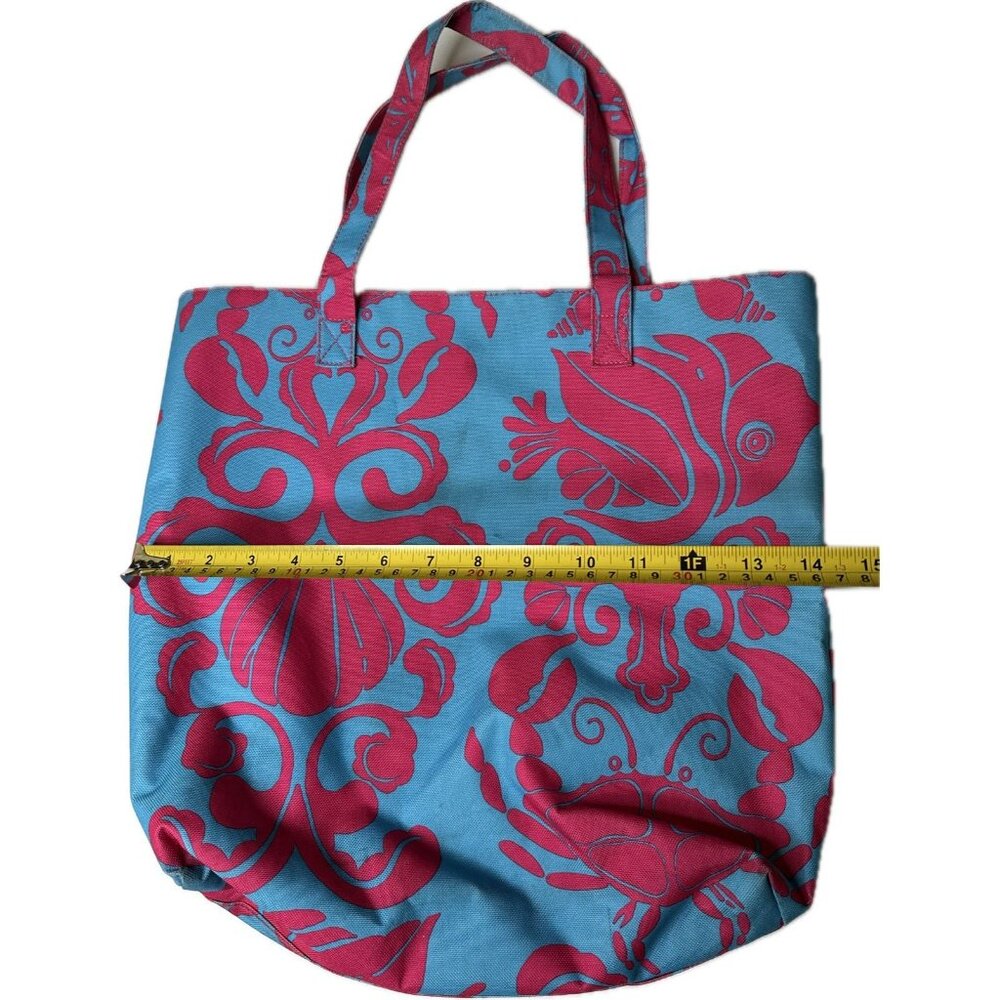 Lilly Pulitzer Estee Lauder Pink And Blue Canvas Tote Bag Beach Ocean Sea Theme - Picture 5 of 7